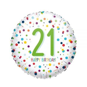21st Birthday Confetti Balloon Multi Pack of 10