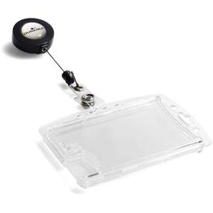 Enclosed 2 Card Badge Reel Security Pass Id Holders - 10 Pack - Clear