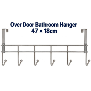 6 Hook Heavy Duty Over Door Bathroom Hanger 47 x 18cm