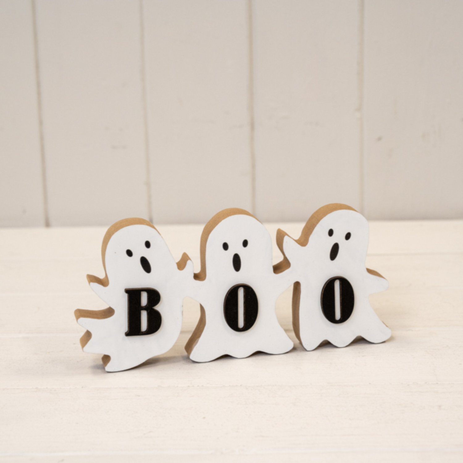 Kdmd White Wooden Triple Ghost 'Boo' Sign - White