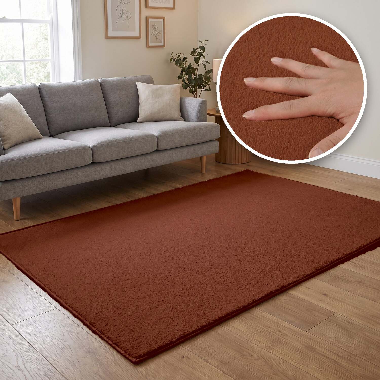 The Rugs Washmellow Machine Washable Soft Pile Area Rug With Non-Slip Backing - Terra / 160Cm / 120Cm / 1.92Kg
