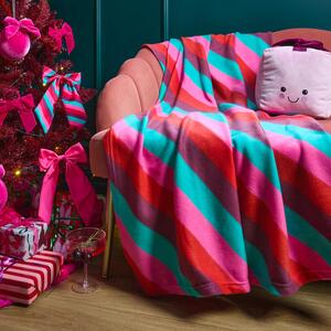 OHS Christmas Candy Stripe Fleece Throw