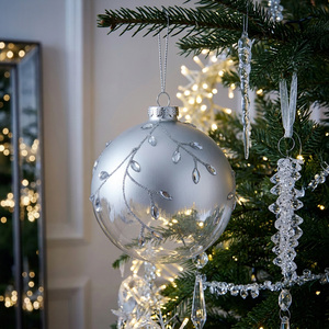 Embellished Silver Leaf Bauble
