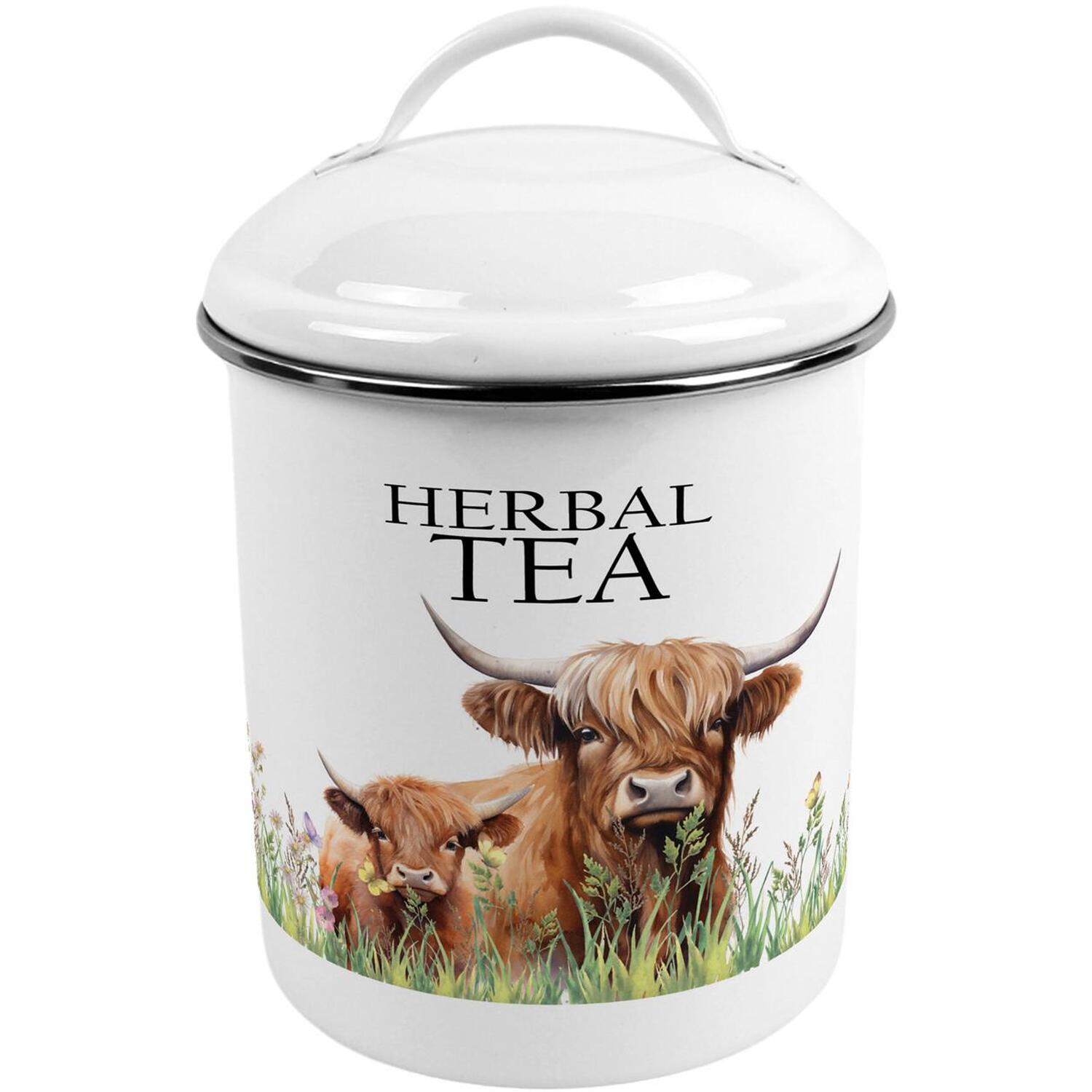 B&Q - Highland Cow & Calf Herbal Tea CanisterMetal Kitchen Storage Container - Image 3