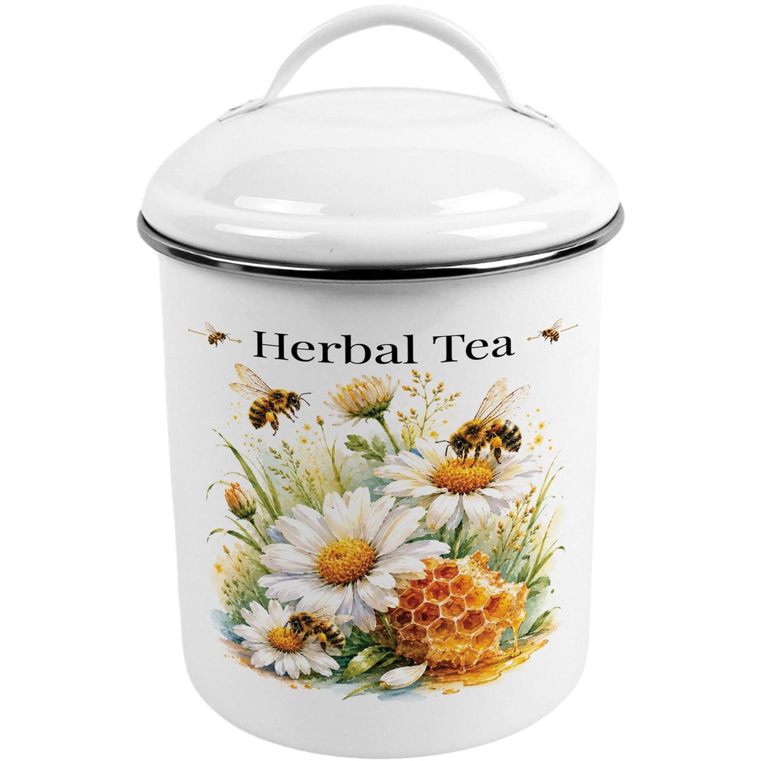 B&Q - Daisy Bees Herbal Tea CanisterMetal Kitchen Storage Container - Image 2
