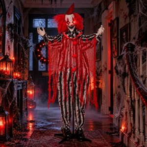1.8m Animated Evil Clown Halloween Decoration