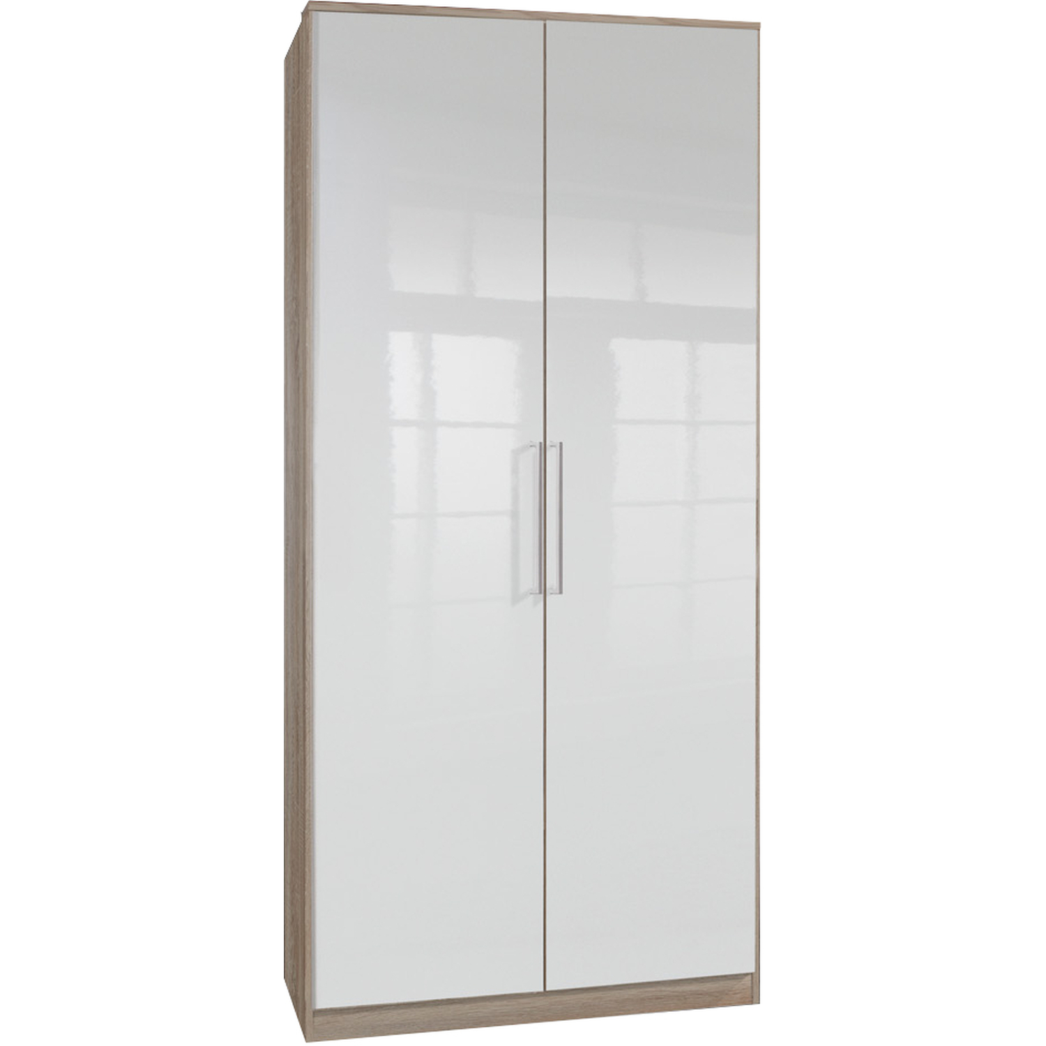 Gamma 2 Door Wardrobe - Gloss White And Oak