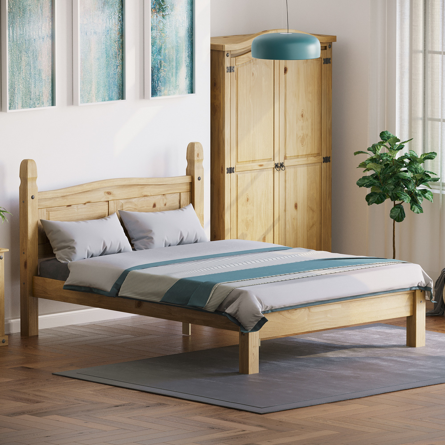 Corona Solid Pine Wood Bed Frame