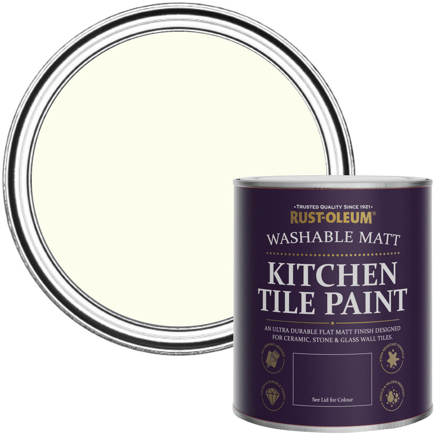 Rust-Oleum Kitchen Tile Paint Matt - Antique White 750Ml - Off White