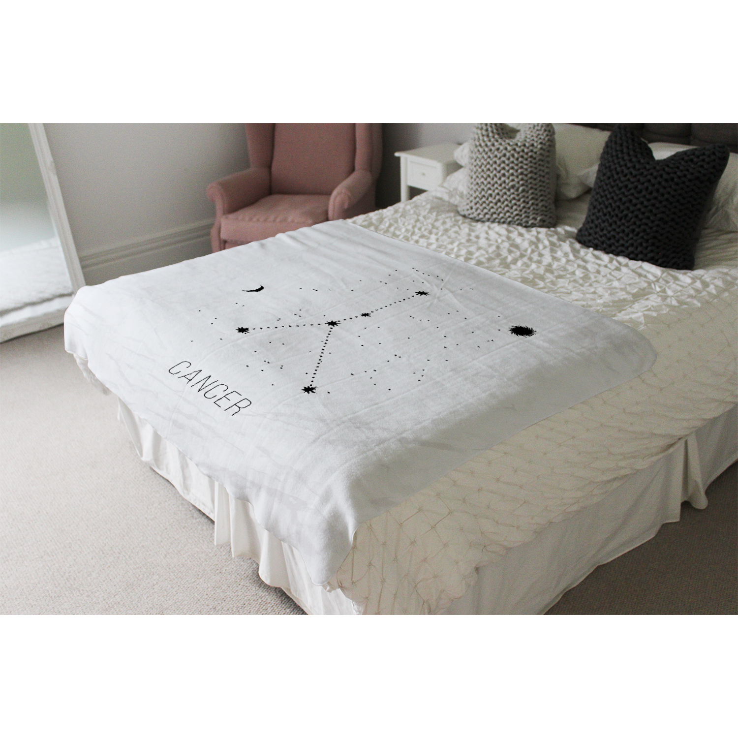 Astrology Sign Cancer Soft Blanket - White