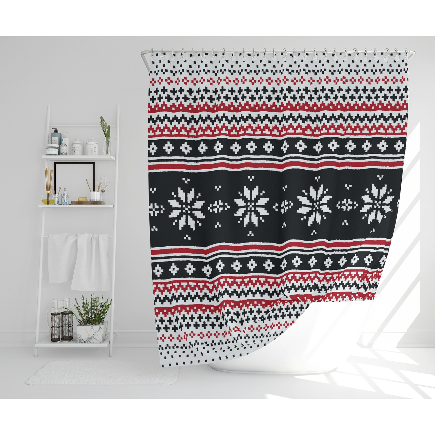 Abstract Christmas Stylish Shower Curtain - Red