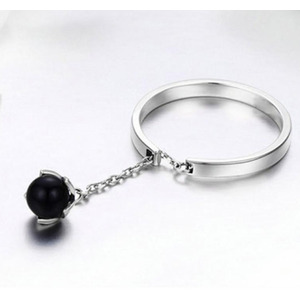 Draped Black Simulated Pearl Ring
