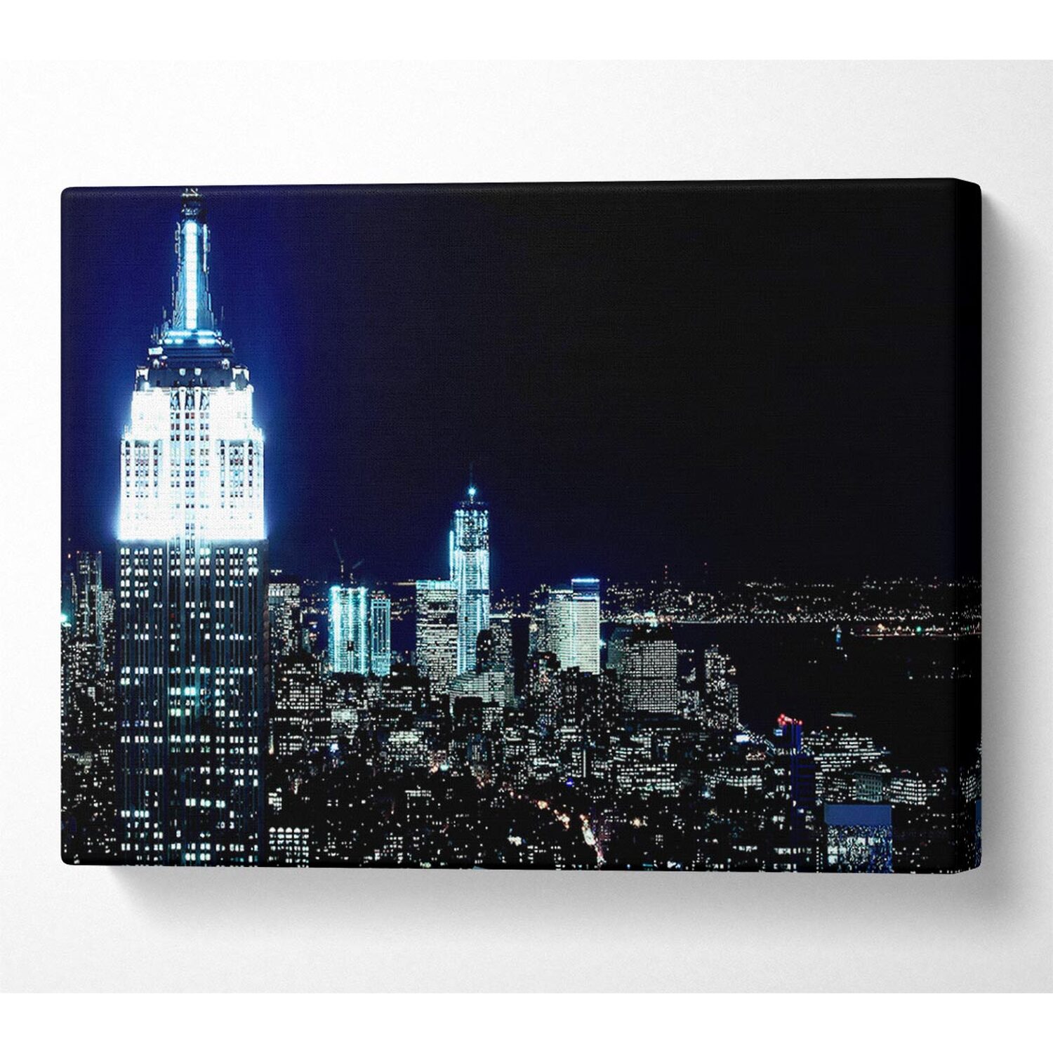 Wallart-Direct - New York City White Glow Nights Canvas Print Wall Art - Yellow / 101.6cm thumbnail