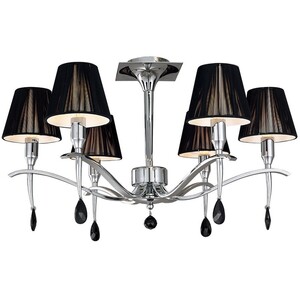 Siena Semi Flush Ceiling E14, Polished Chrome, Black Shades, Black Crystal