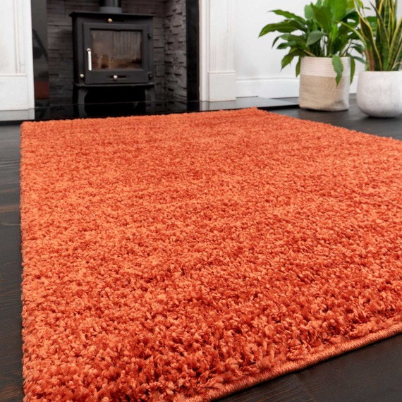 Soft Value Orange Terracotta Shaggy Area Rug