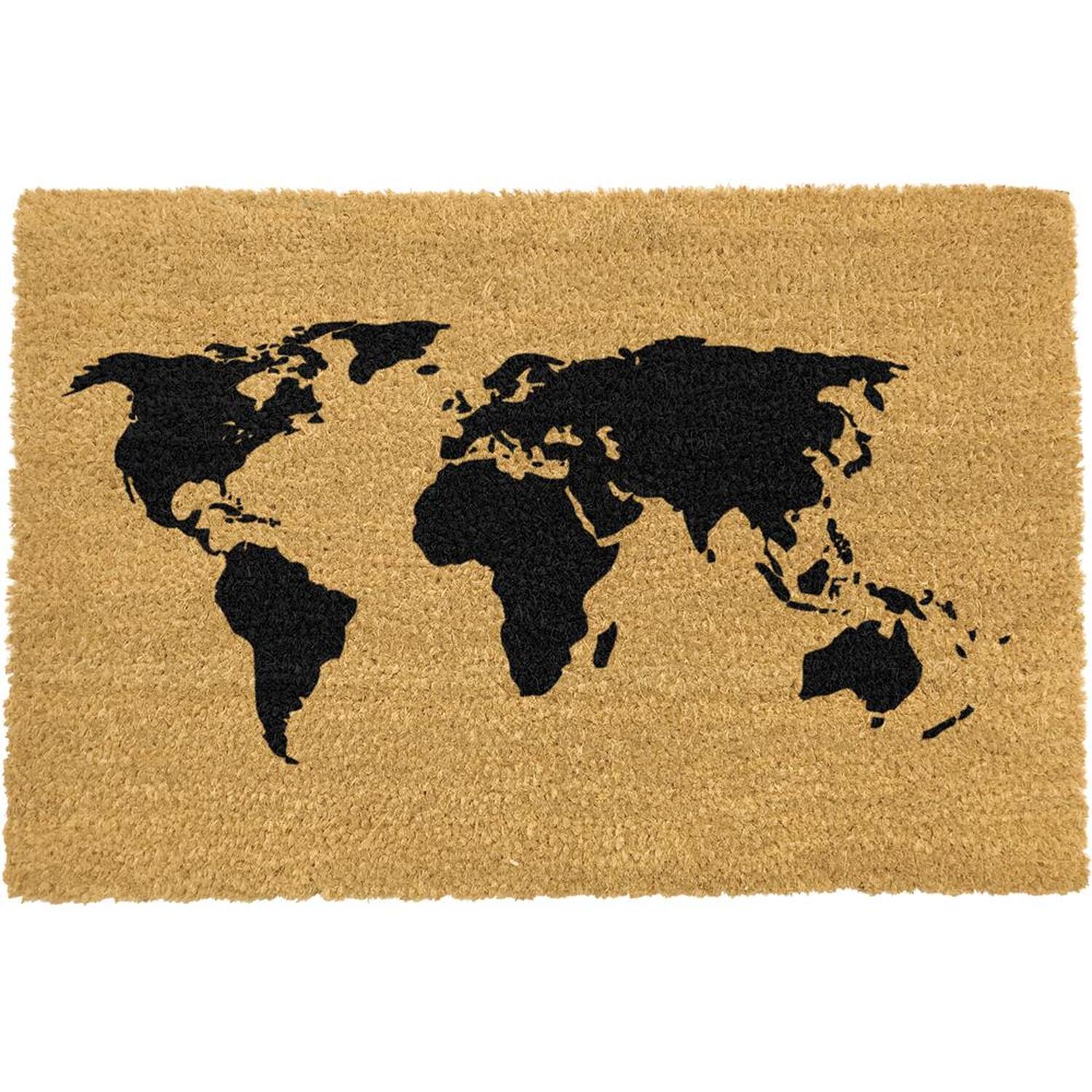 World Map Doormat - Brown