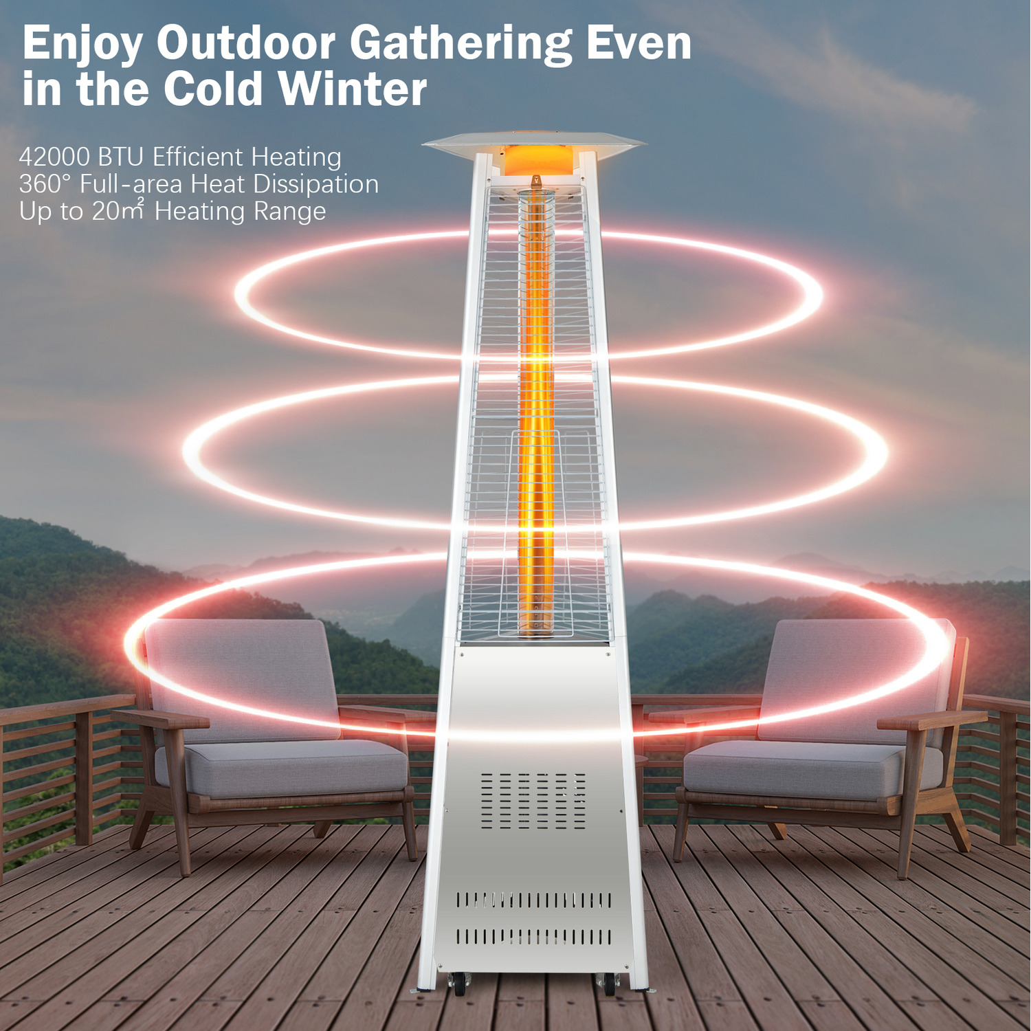 42 000 Btu Patio Heater - Silver - Silver