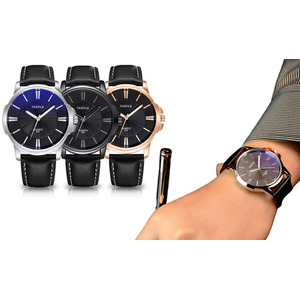 Men's Business Watch with Faux Leather Strap