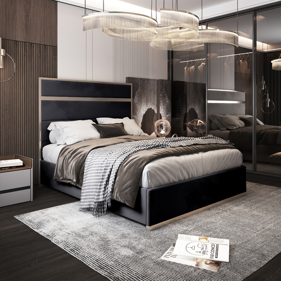 Bentley Upholstered Soft Velvet Metal Bed Frame