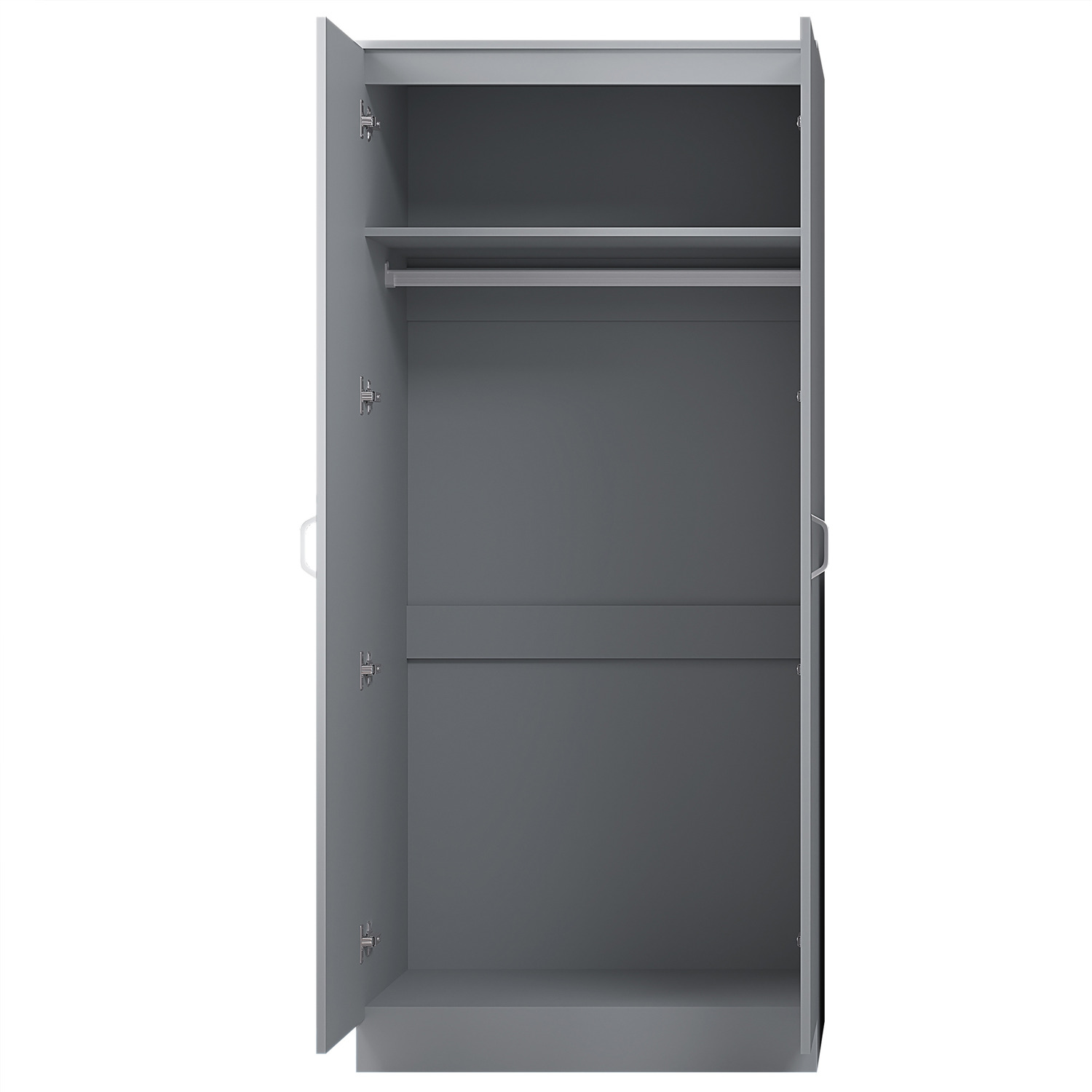 Black White Grey 2 Door Double Wardrobe Curved Metal Handles - Grey