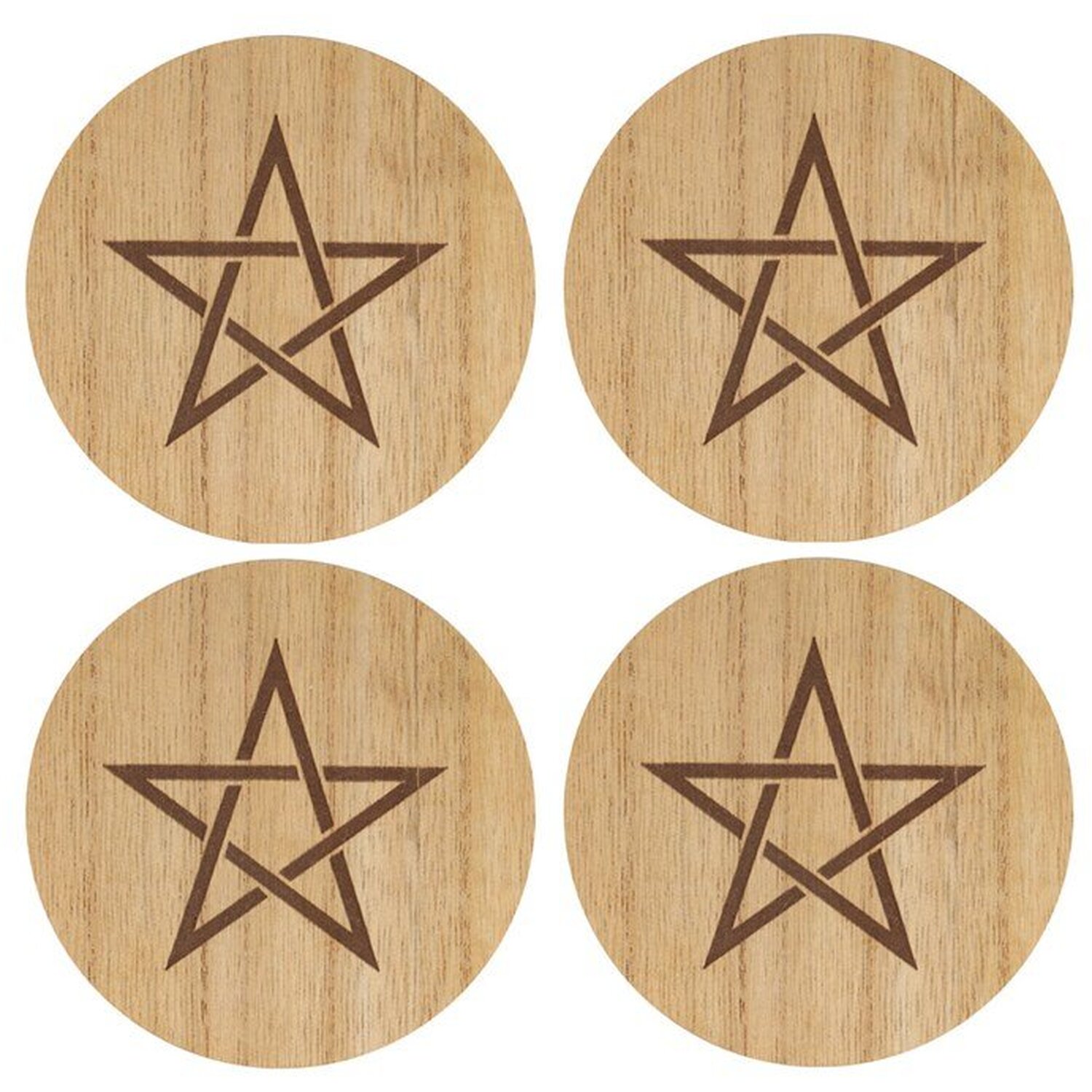 Image of Engraved Pentagram Coaster Set Symbolic Design&hellip;