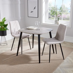 Aspen Dining Set with Grey Oak Effect Table and 2 Straight Stitch Chairs