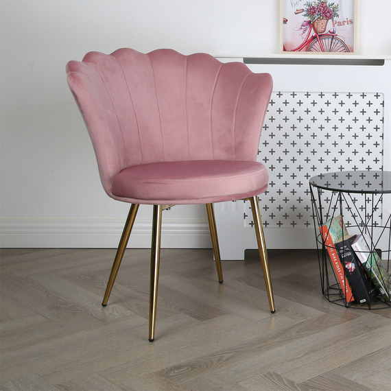 Freya Accent Chair with Petal Back Scallop Chair in Velvet