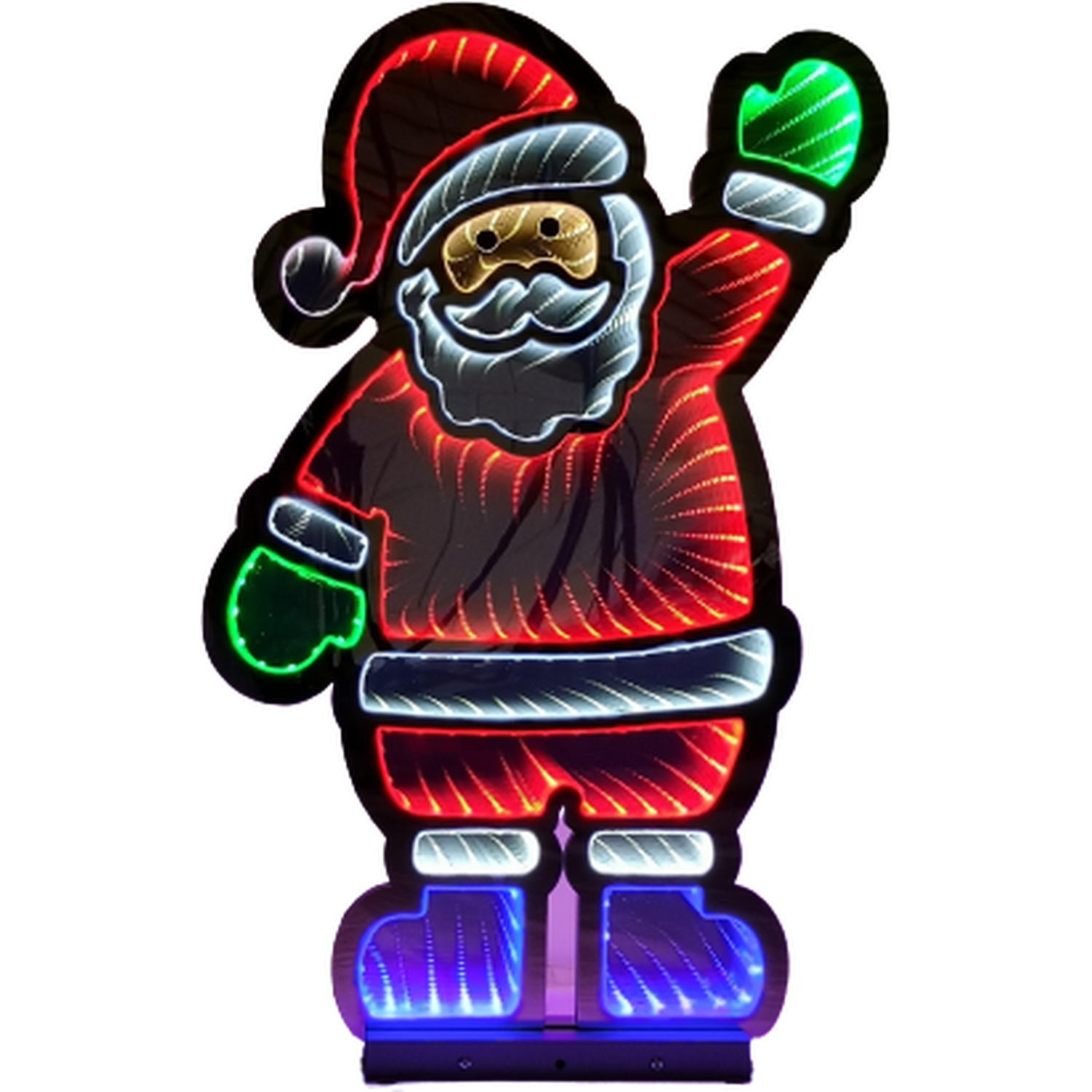LED Infinity Christmas Light Standing Santa Decoration with Metal Base