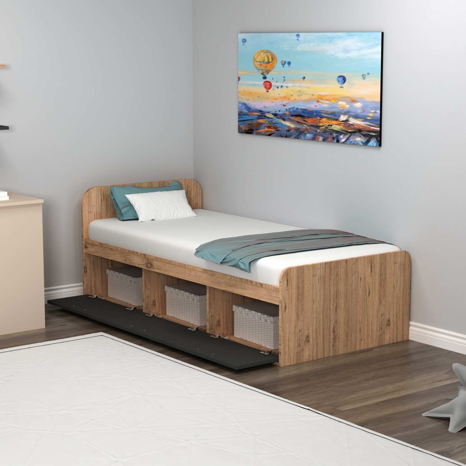 Achille Bed Frame - Atlantic Pine Anthracite