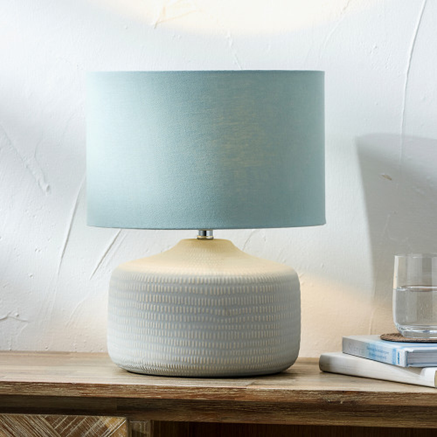 Image of Duck Egg Textured Ceramic Table Lamp&hellip;