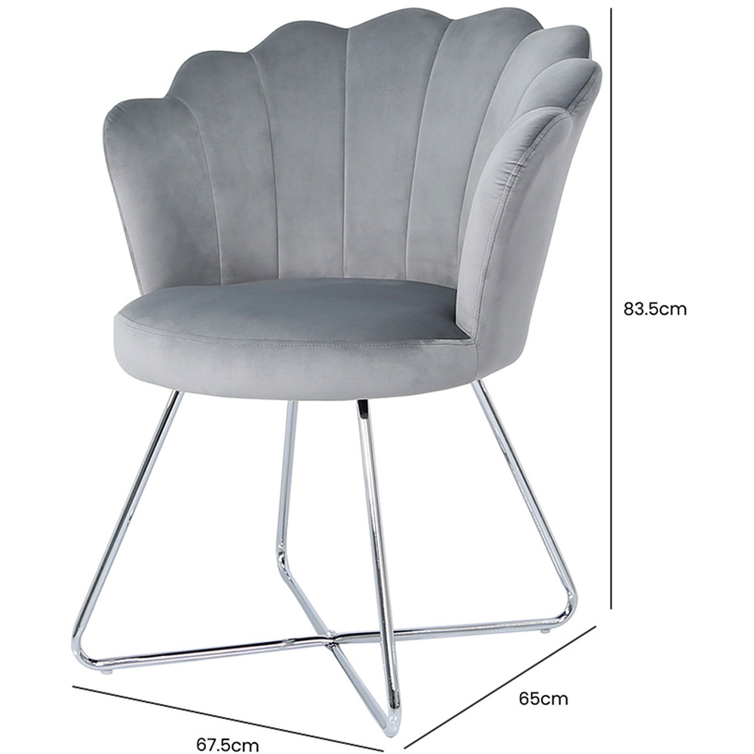 Velvet Shell Dining Chairs With Silver Legs - Shiny