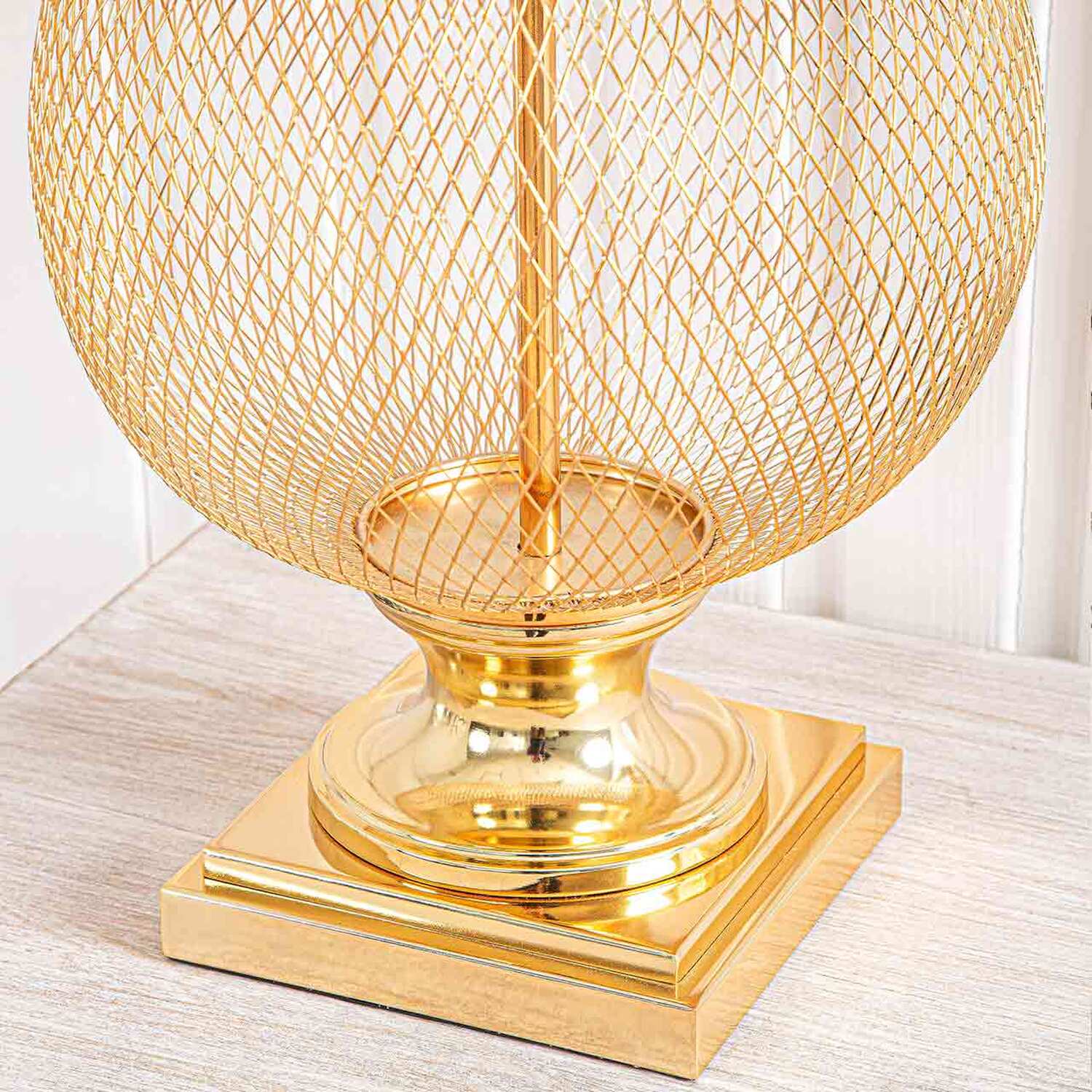 Wire Luxury Bedside Table Lamp - Chrome Metal Champagne Satin