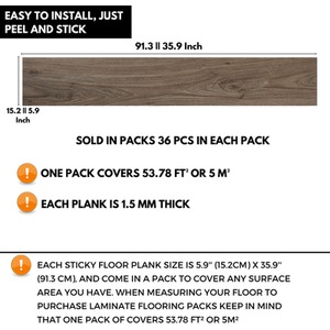 Brown Wood Self-Adhesive Floor Planks Pack of 36 Vinyl Flooring  shot 5718058