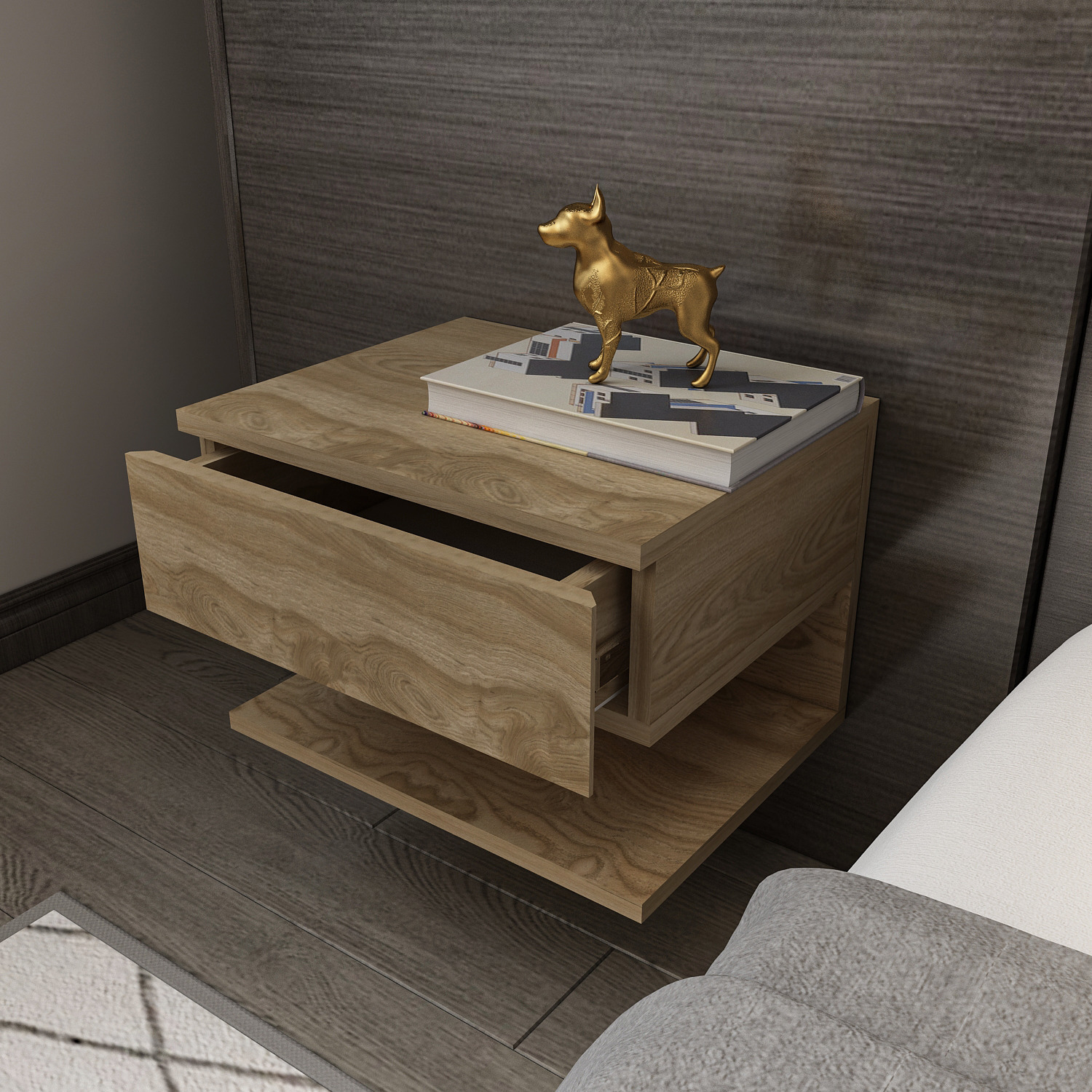 Vivid Floating Bedside Table - Oud