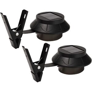 Set of 2 Solar Powered Clip On Garden Gutter Lights