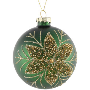 Green and Gold Flower Bauble