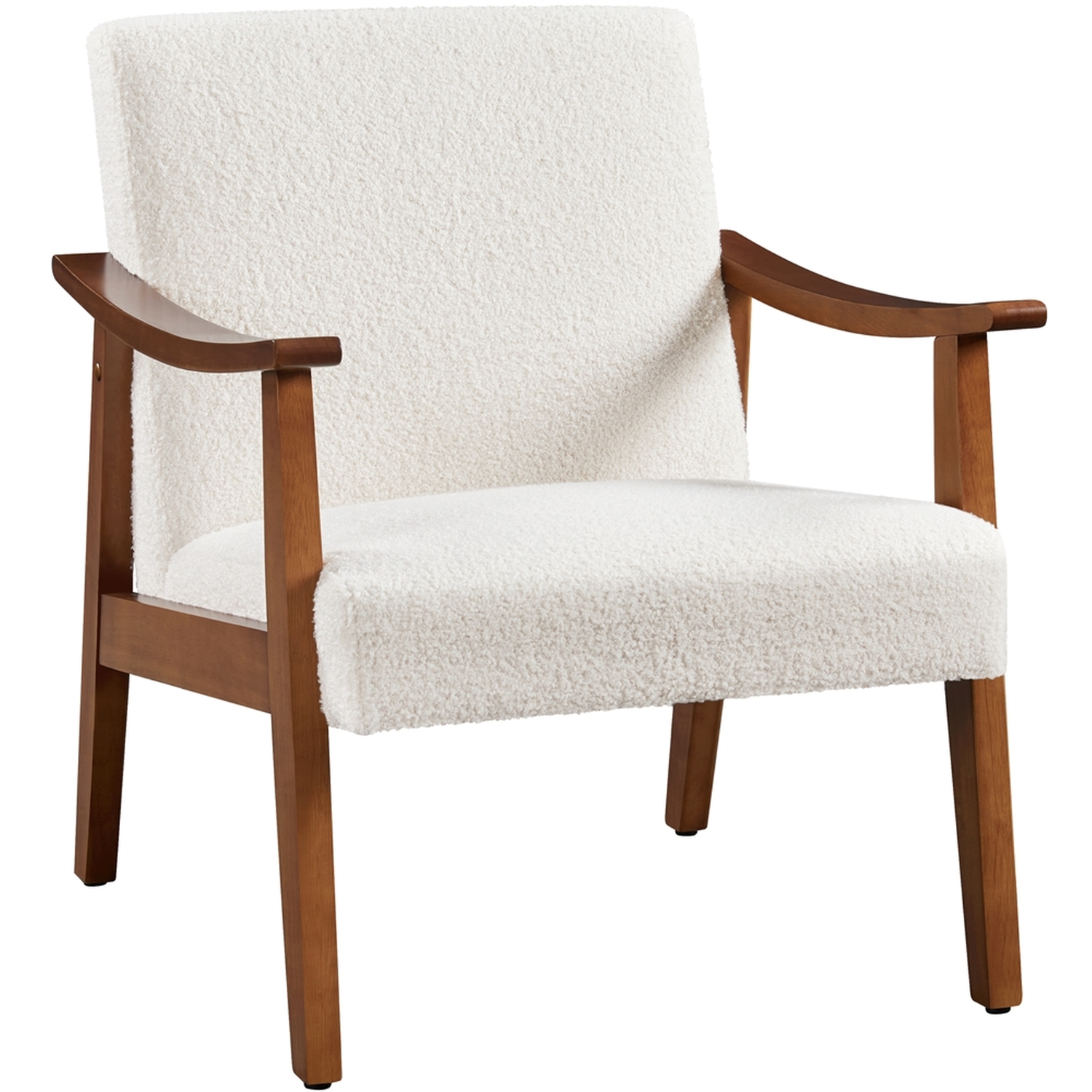 Yaheetech Upholstered Accent Armchair With Solid Wood Legs - Ivory