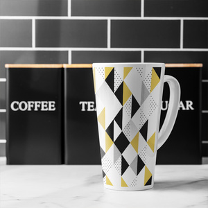 Gold  Black Geometric Triangles Latte Mug