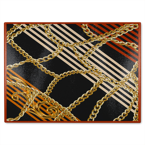 Chains  Stripes Glass Chopping Board