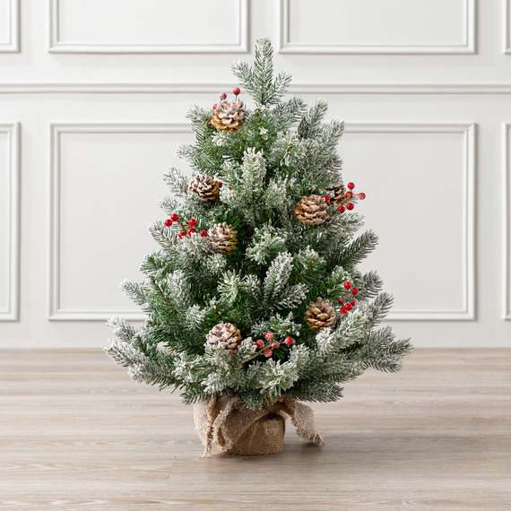Mini Flocked Pinecone and Berry Christmas Tree 2ft