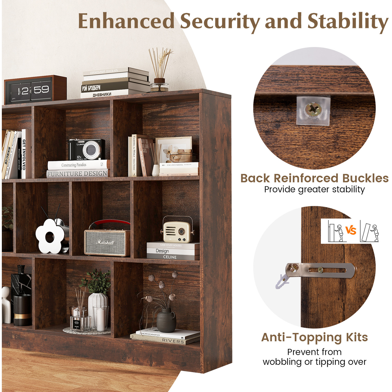 10-cube Bookshelf Storage Organizer - Brown