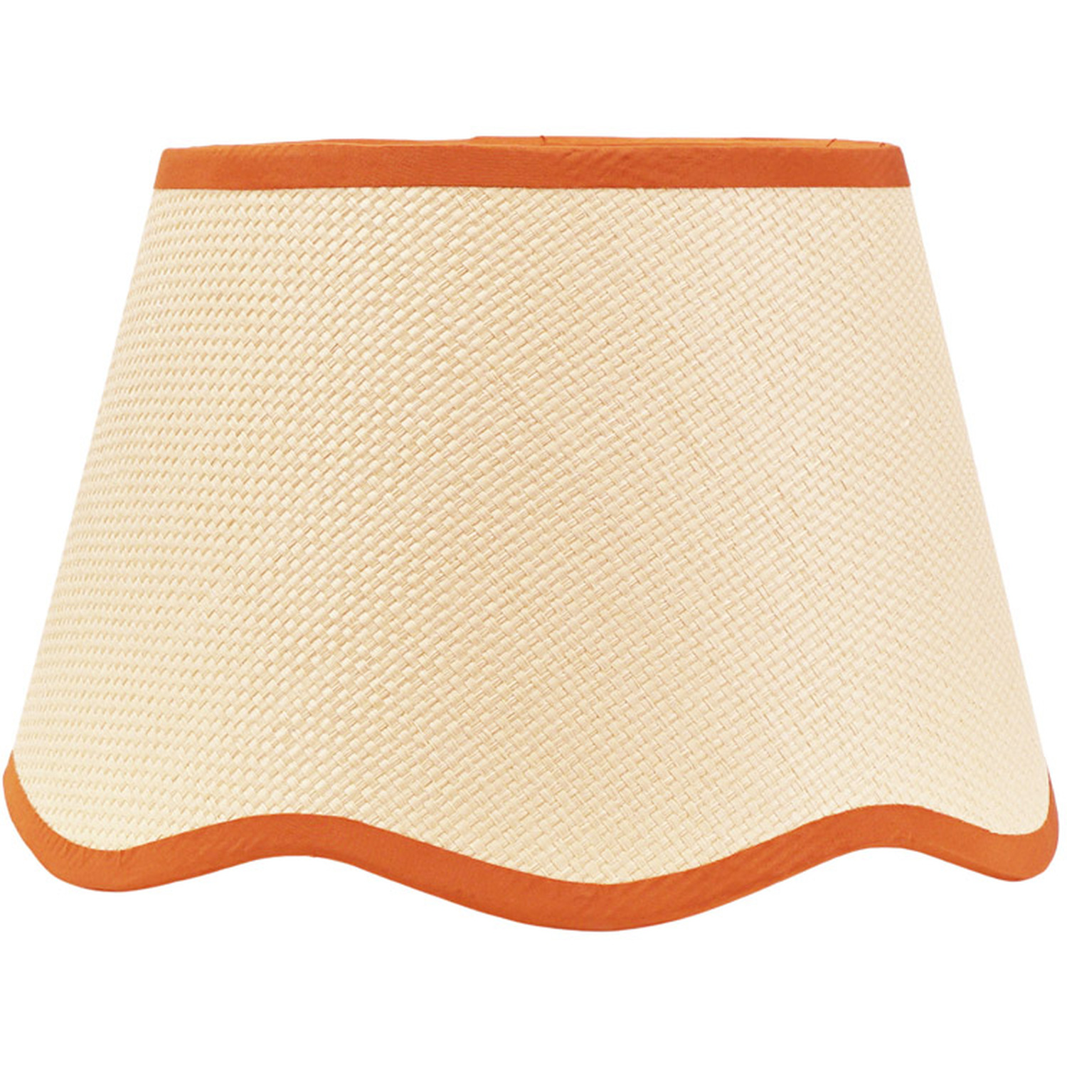 Dutton Small Natural Fabric Scallop Edge Lamp Shade with LED Bulb - Rust