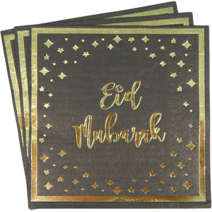 Eid Mubarak Napkins Black Gold