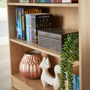 Oak Effect Home Source Clara Low Wide Storage Bookcase  shot 7021584