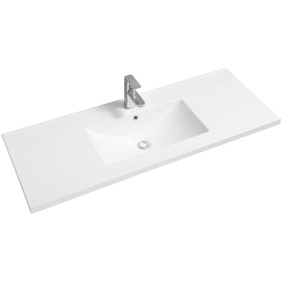 Ceramic 121cm Mid-Edge Inset Basin with Scooped Bowl