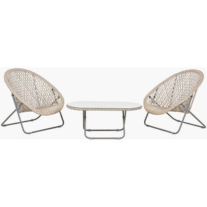TOBS Outdoor Natural Foldable Bistro Set with Oval Table