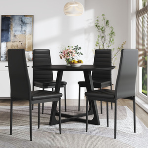 Faux Leather High-Back Armless Dining Chairs Set