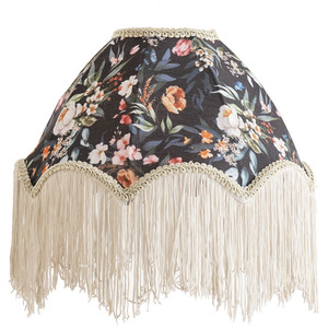 Peony Floral Scalloped Ceiling Pendant Light Shade with Tassels