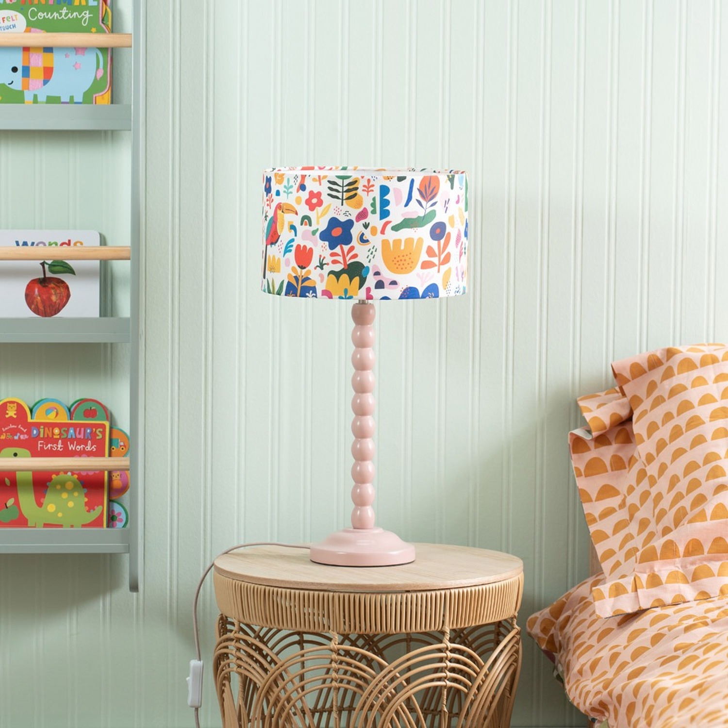 Image of Pink Bobbin Stem Table Lamp with&hellip;