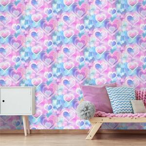 Neon Hearts Wallpaper Children's Room Trendy Wallpaper